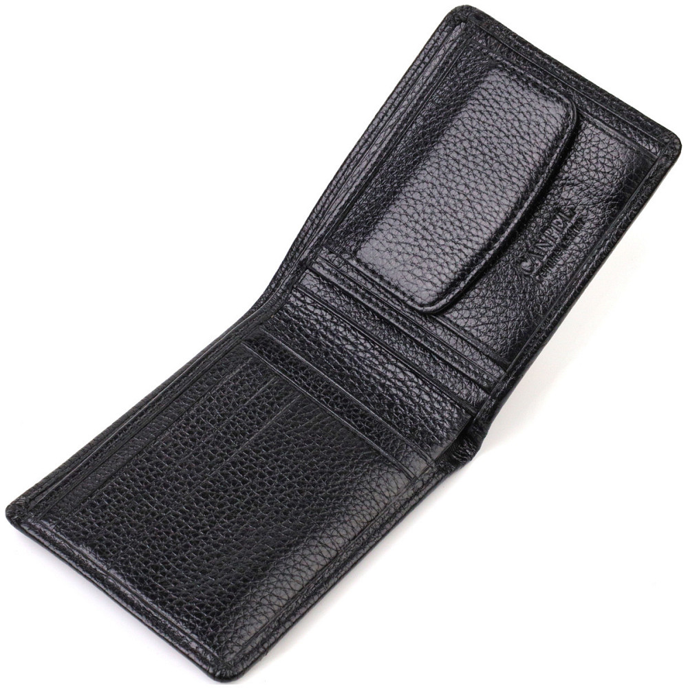 Оригінальний компактний гаманець із вкладишем для посвідчення для чоловіків із натуральної шкіри флотар Чорний (CANPELLINI) Київ - фото 10