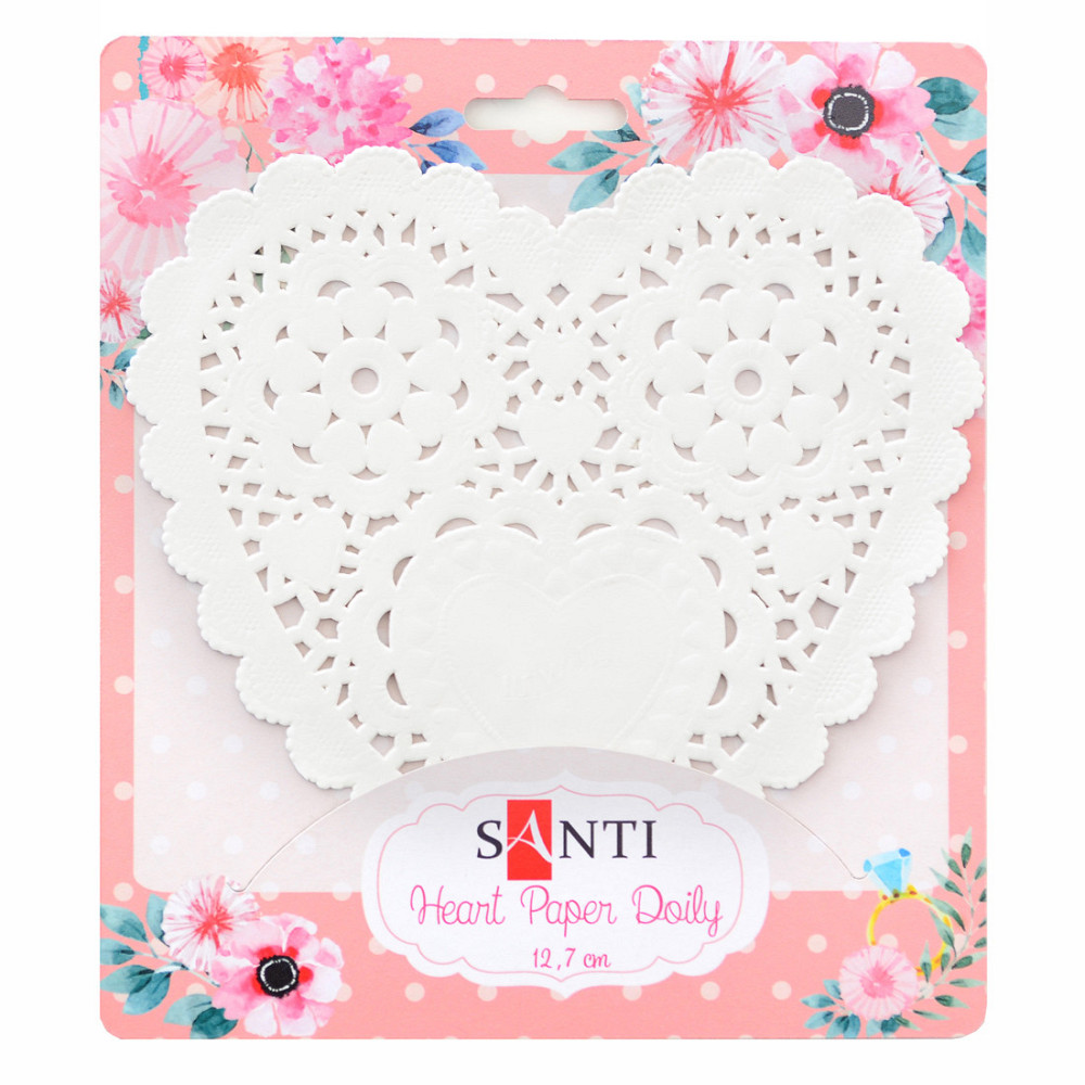 Набор серветок ажурних "Santi" 741688  в формі серця, колір білий, діаметр 12,7 см, 12 шт., шт Київ - фото 1