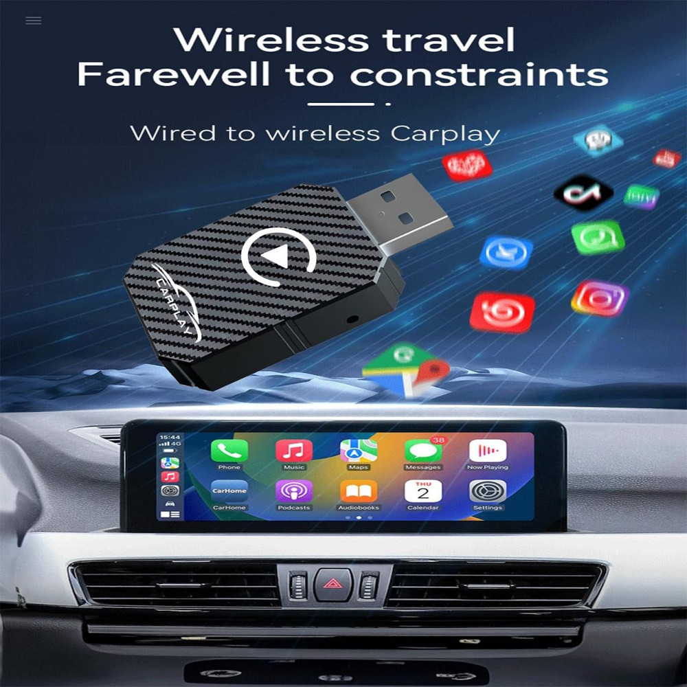 Бездротовий адаптер CarPlay XIXIXIAXIA Q1M 2025, конвертація з дротового Карплей Plug & Play USB-C iOS 12+ чорний Київ - фото 4