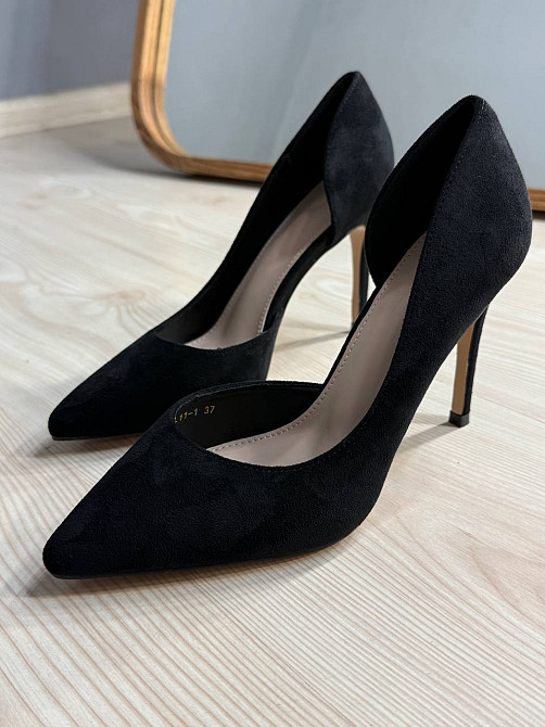Туфлі жіночі Meideli 11-1 човники на шпильці з вирізом замшеві чорні, 40, 25 см Київ - фото 10