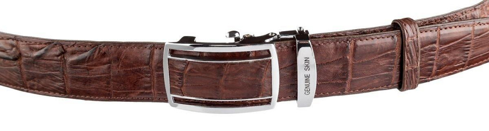 Ремень-автомат CROCODILE LEATHER 18235 из натуральной кожи крокодила (каймана) Коричневый Киев - изображение 5