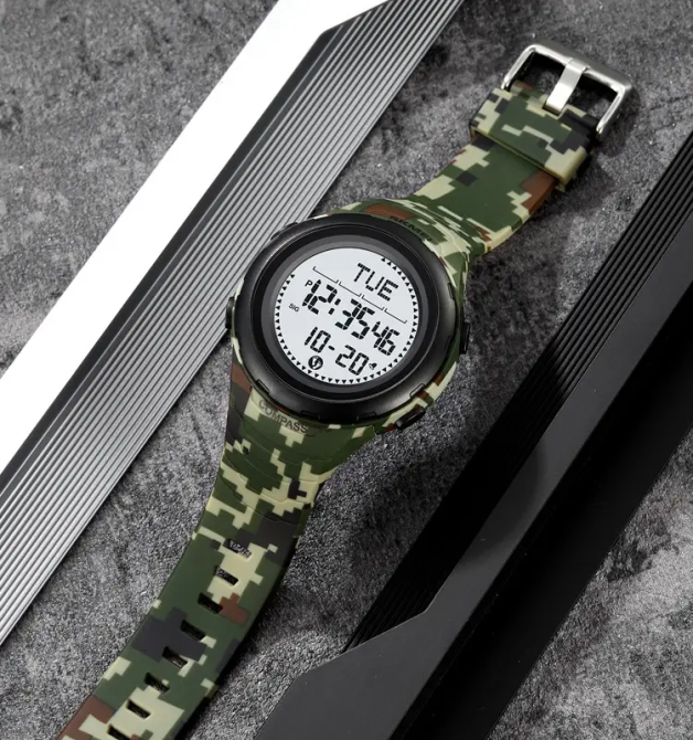 Годинник чоловічий наручний спортивний Skmei 2166 Compass з компасом і крокоміром (Камуфляж з білим) Київ - фото 5