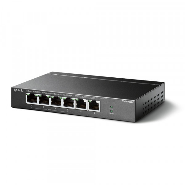 Комутатор TP-Link TL-SF1006P, 6x10/100 Fast Ethernet, FE/4xPoE 56 W (TL-SF1006P) Київ - фото 2