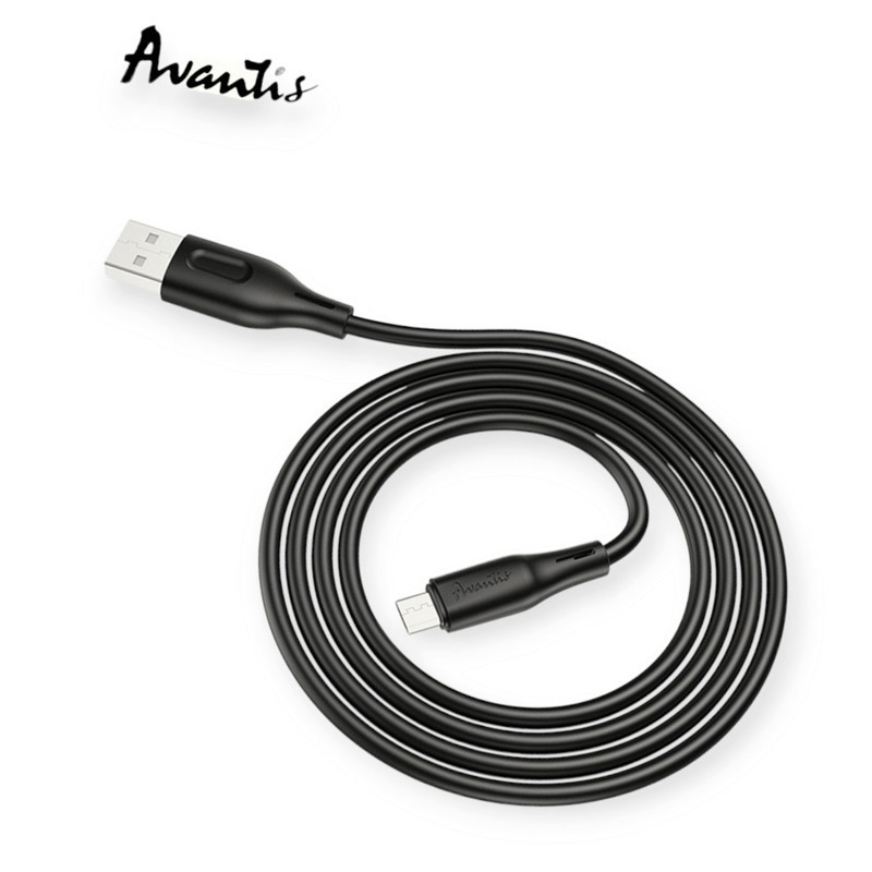 Кабель для зарядки Avantis USB - Micro USB, 1м, черный, круглый силиконовая оплетка Мукачево - изображение 1