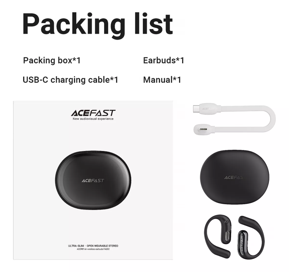 Бездротові навушники ACEFAST FA002 ACEFIT Air wireless earbuds Black Одеса - фото 7