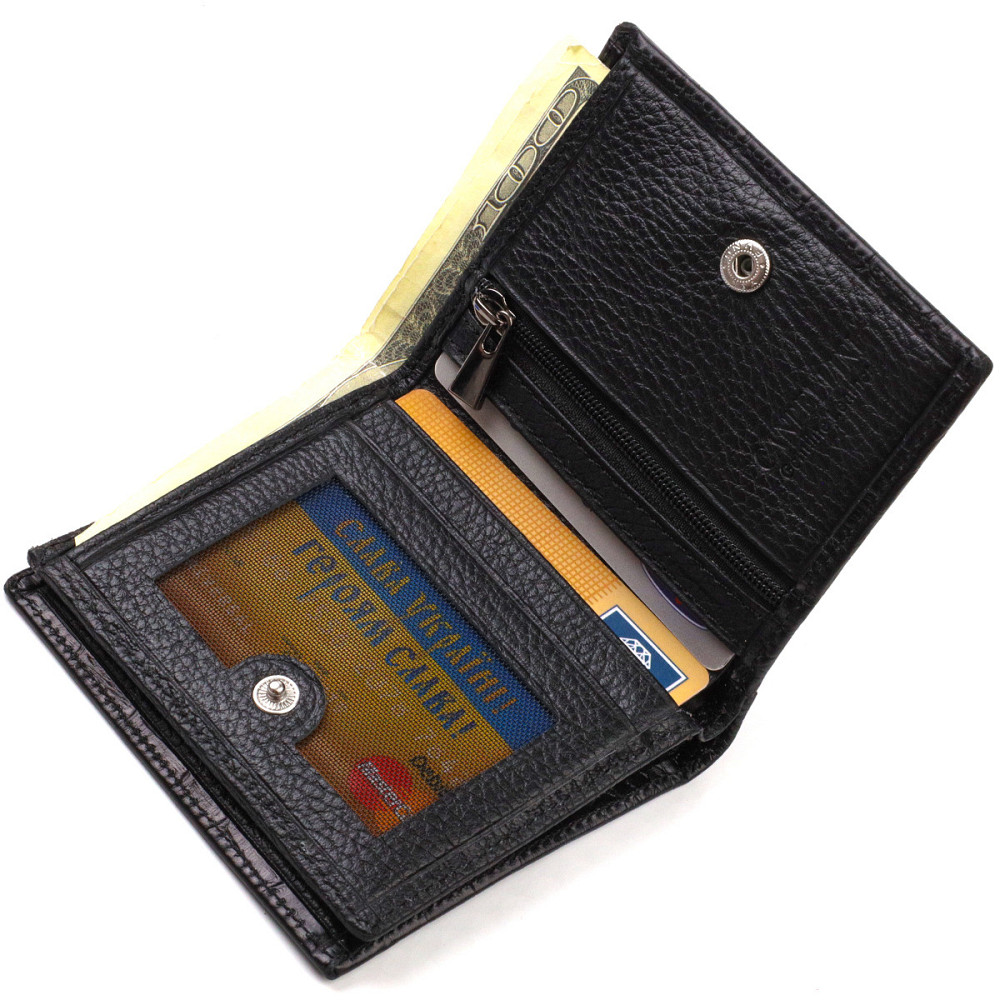 Невелике шкіряне портмоне для чоловіків з тисненням під крокодила CANPELLINI 21738 Чорне Київ - фото 5