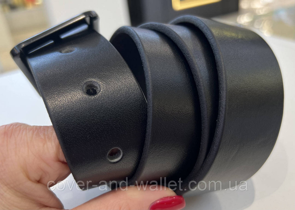 Стильний чоловічий ремінь під джинси з натуральної шкіри з чорною пряжкою  40 мм PS Leather Київ - фото 9