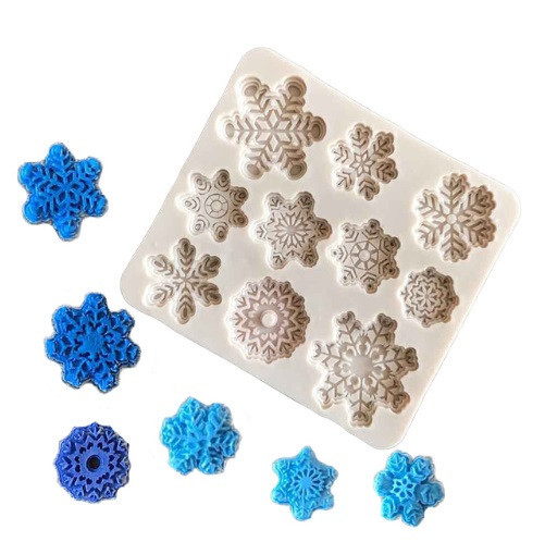 Молд силиконовый Снежинки 78 на 88 мм бежевый Киев - изображение 1