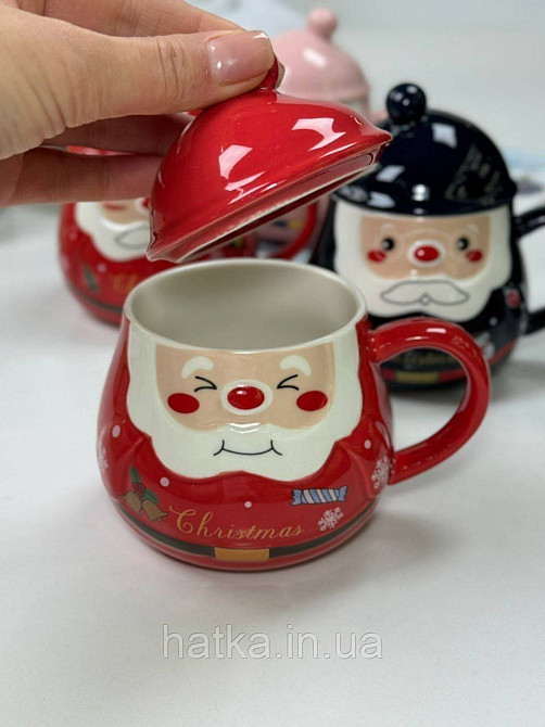 Кухоль з кришкою керамічний новорічний Olens "Різнянський помпон" 350 мл 102-1060 Київ - фото 8