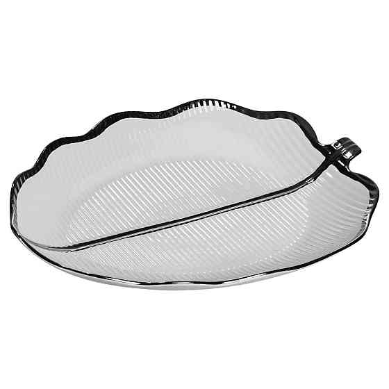 Фарфорове блюдо-ліст для закусок 41×27 см Серебро Київ