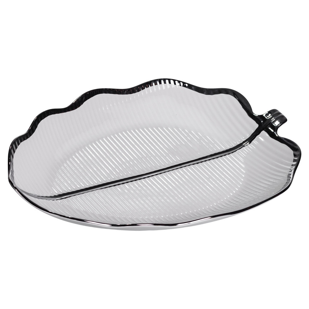 Фарфоровое блюдо-лист для закусок Серебро 41×27 см Киев - изображение 3