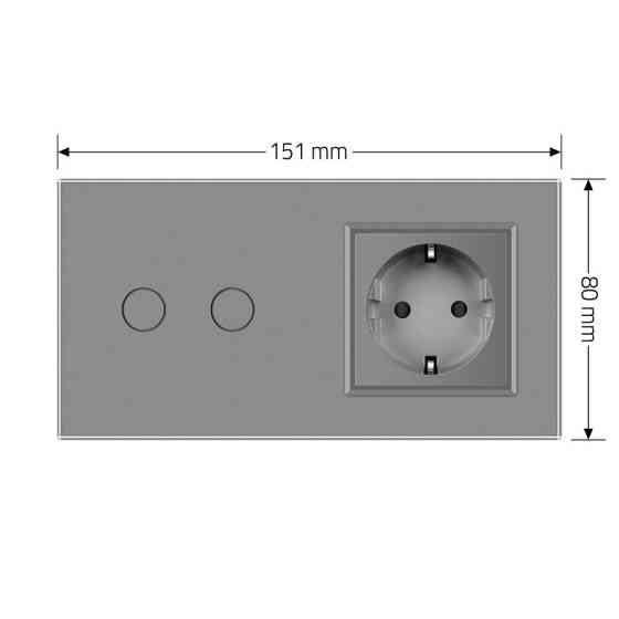 LIVOLO Розумний сенсорний EC вимикач 2 сенсора 1 розетка LIVOLO сірий матове скло Коломия