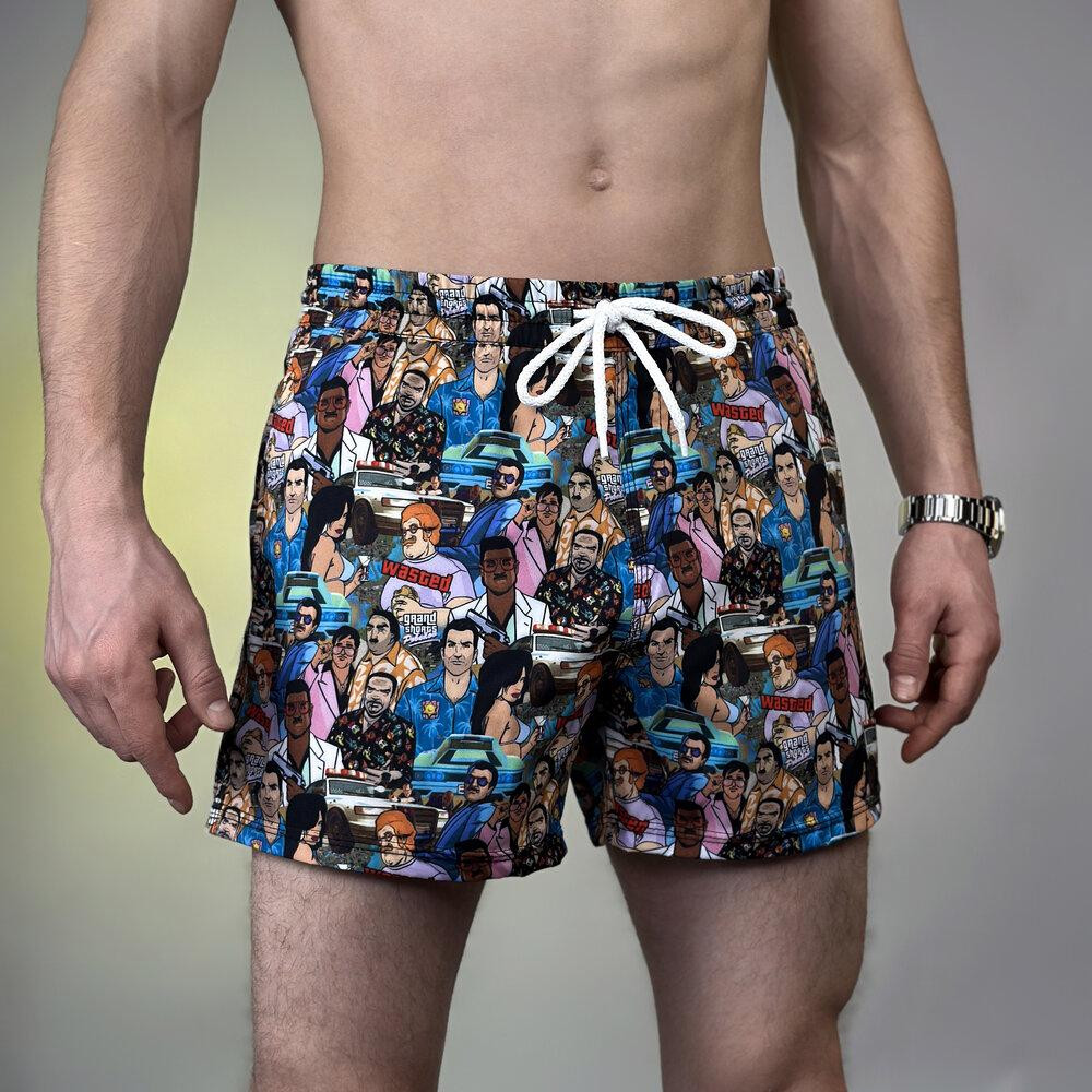 Шорти для плавання Pobedov Pool day BATAL Los Santos Блакитний 4XL SOpr3 1374XLbl Київ - фото 1