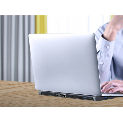 Концентратор Cablexpert USB-C 9-in-1 (USB-hub + HDMI/VGA/PD/CR/LAN/3.5mm) (A-CM-COMBO10-01) Винница - изображение 2