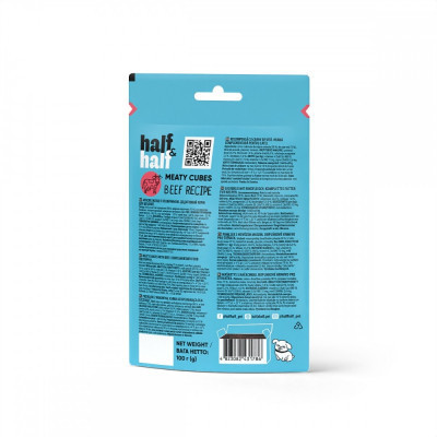 Лакомство для собак Half&Half в форме мясных кубиков с говядиной 100 г (4823082431786) Винница - изображение 3