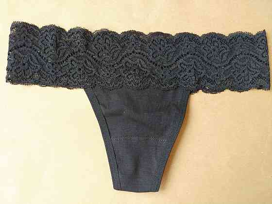 Стринги кружевные хлопок (2шт в уп) Lans 22/030 S, Черный Киев