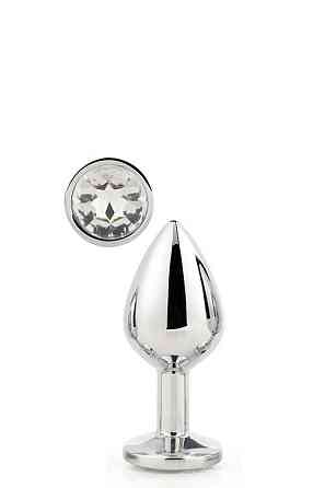 Dt21785 анальна пробка з каменем GLEAMING LOVE SILVER PLUG SMALL Sex Aura Київ