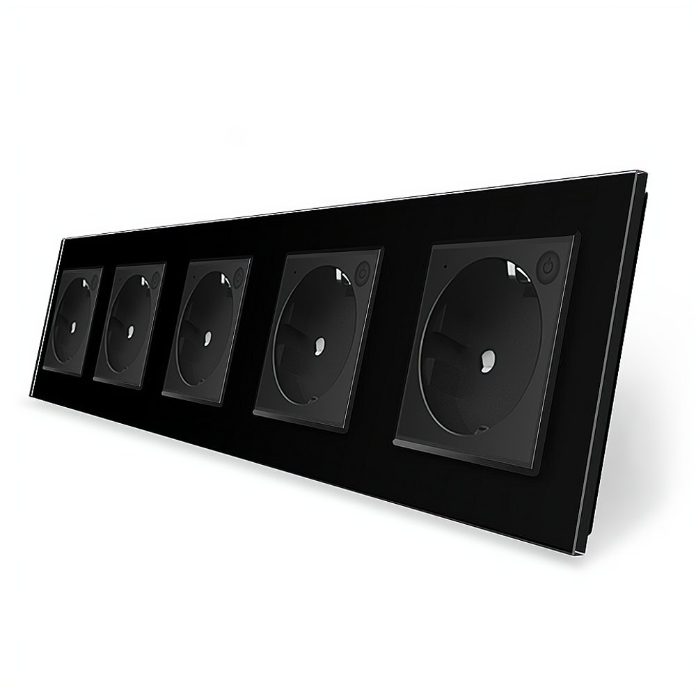 LIVOLO П'ятимісна розумна розетка ZigBee із заземленням Livolo чорний (VL-C7FCTC16AZ-10BP) Коломия - фото 1