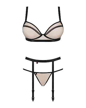 Комплект с поясом для чулок Obsessive Nudelia set L/XL Sex Aura Киев