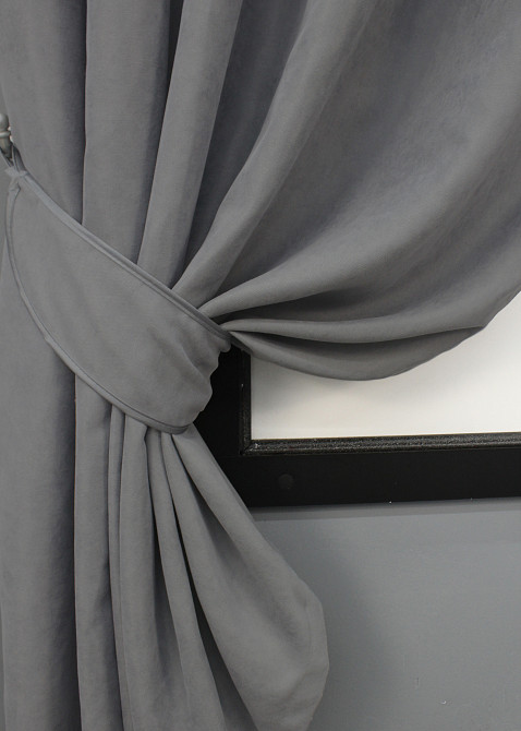 Комплект коротких штор VR-Textil Мікровелюр Petek № 1485ш Сірий 130х170 см 2 шт (35-0211) Київ - фото 4