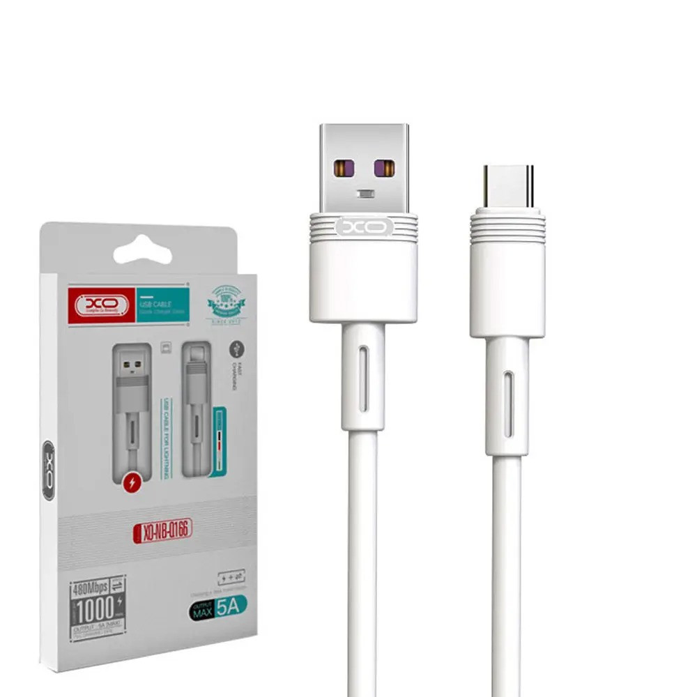 Кабель для заряджання та синхронізації USB XO NB-Q166 5A USB - Type-C 1М Білий Кам'янець-Подільський - фото 3