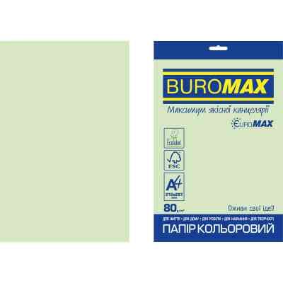 Папір Buromax А4, 80g, PASTEL green, 20sh, EUROMAX (BM.2721220E-15) Вінниця