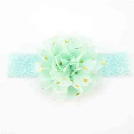 Дитяча ментолова пов'язка в золотий горох - квітка близько 10см, окружність 40-52см, ширина гумки 3,5 см Київ