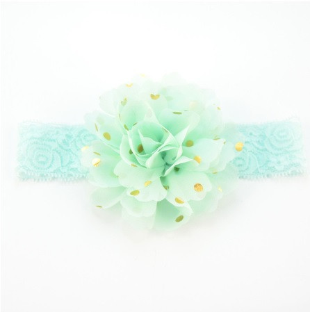 Детская ментоловая повязка в золотой горох - цветок около 10см, окружность 40-52см, ширина резинки 3,5см Киев - изображение 1