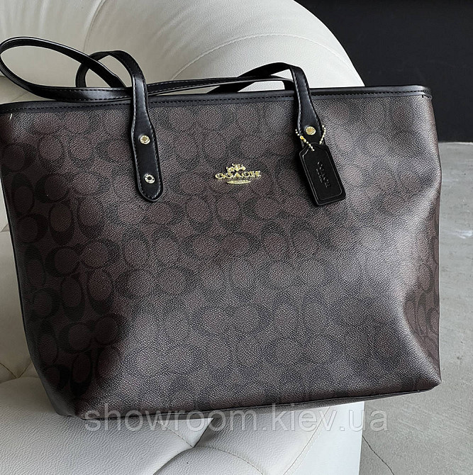 Жіноча сумка шоппер Coach City Tote коричнева Київ - фото 7
