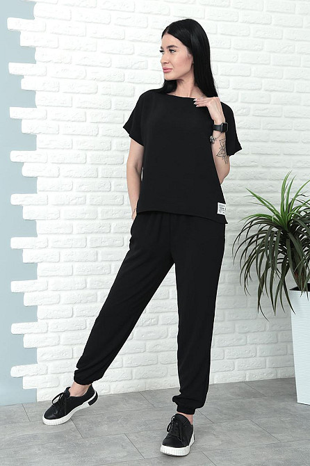 Літній костюм зі штанами на резинці "My day" оптом | Норма і батал Чорний, 50-52 Київ - фото 5