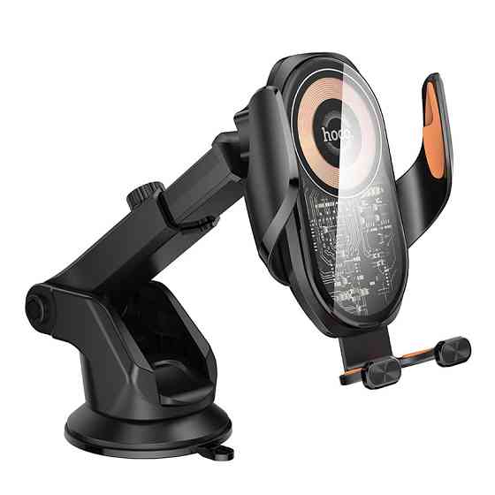 Автодержатель для телефона с БЗУ HOCO HW34 Blue whale 3-xis linkage wireless fast charging car holder(center console) Киев