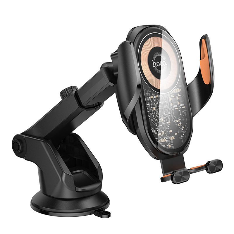 Автодержатель для телефона с БЗУ HOCO HW34 Blue whale 3-xis linkage wireless fast charging car holder(center console) Киев - изображение 5