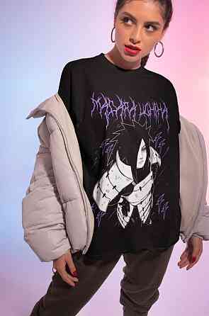 Футболка для мальчика аниме Наруто оверсайз (рост от 165 до 180 ) Черний AnimeJ0868m Днепр