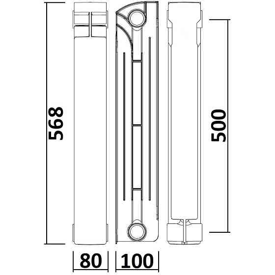 Радіатор біметалевий секційний QUEEN THERM 500/100 (кратно 10) Тернопіль