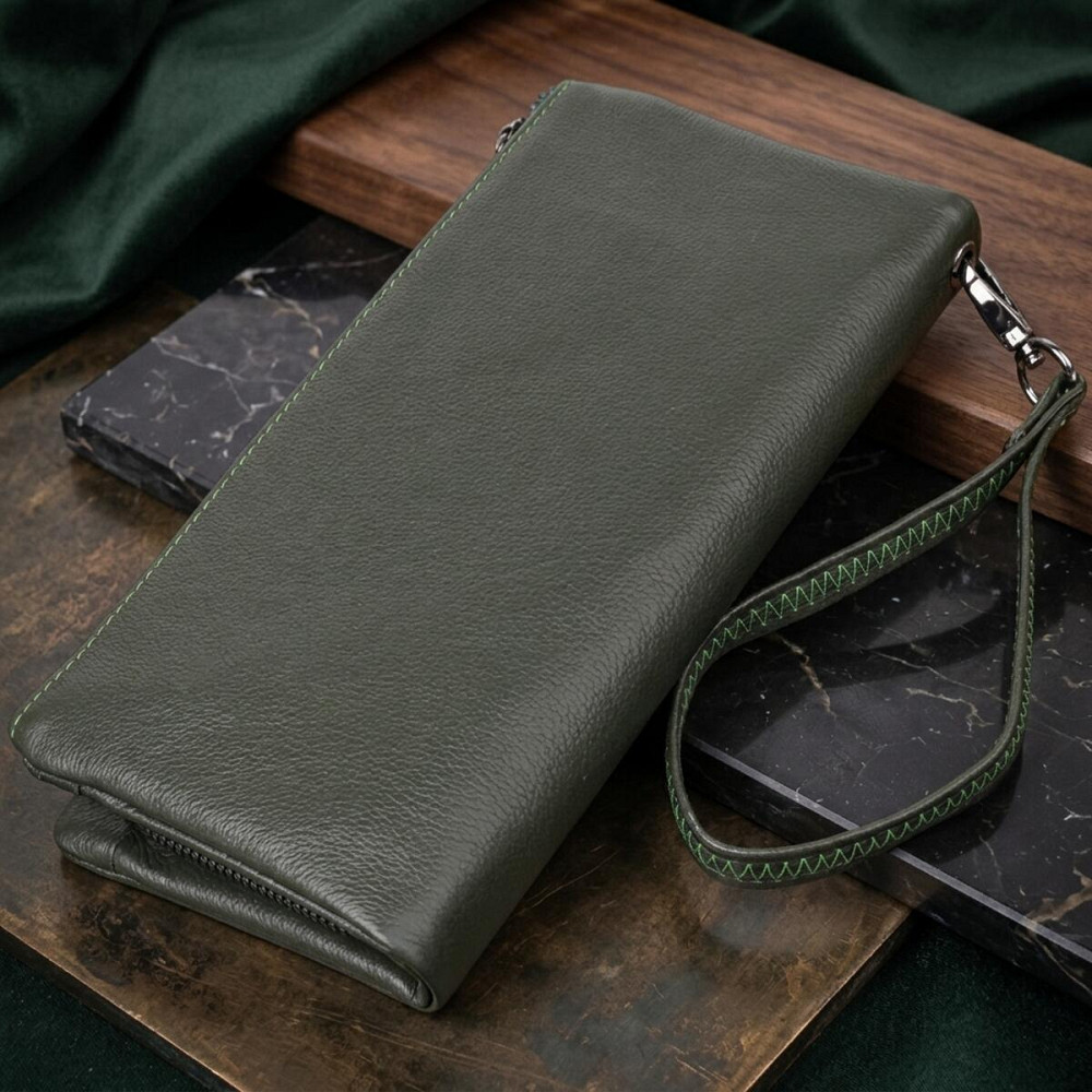 Удобный кошелек для женщин с кистевым ремнем из натуральной кожи ST Leather 23104 Зеленый Киев - изображение 14