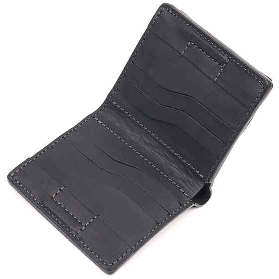 Кожаный мужской кошелек с монетницей Украина GRANDE PELLE 16742 Черный Киев