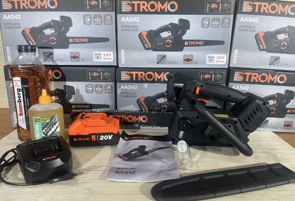 Аккумуляторная цепная пила STROMO AAS-42 шина 30см/ акб 4А/г/ЗУ/Олива. Харьков - изображение 8