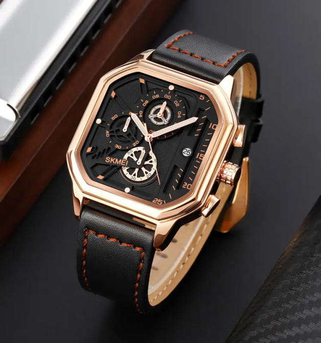 Наручные мужские классические часы Skmei 1963 Розовое золото Винница - изображение 3