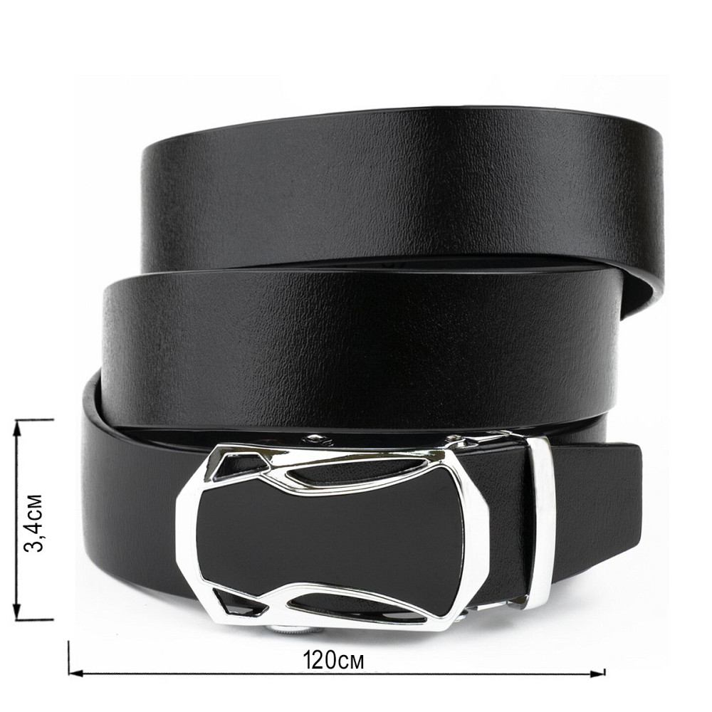 Ремень мужской с пряжкой автомат с черной вставкой Vintage 20254 Черный Киев - изображение 3