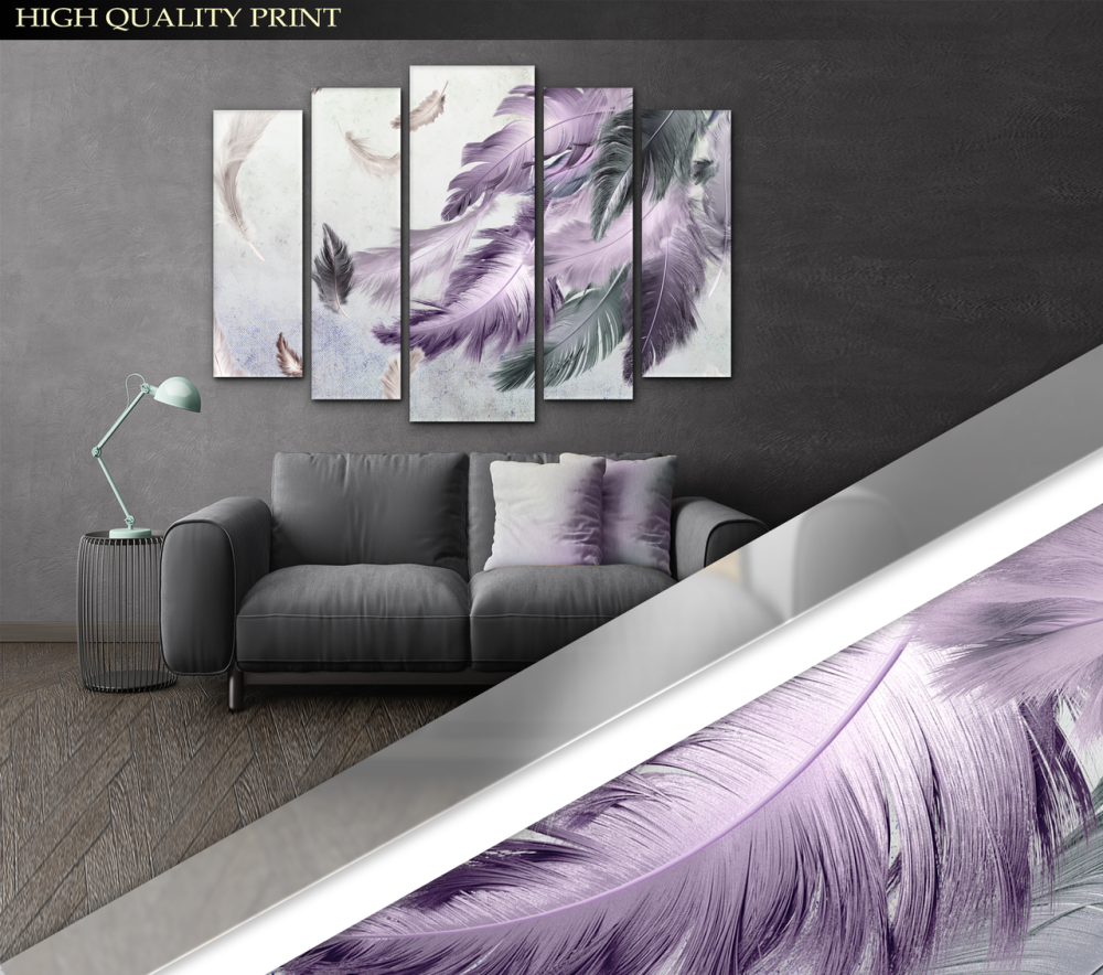 Модульна картина у вітальню / спальню Пір'я Art-482_5 ( 80х118см ) Київ - фото 2