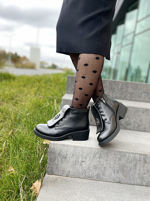 Injers Черевики жіночі INJERS чорні натуральна шкіра висота 13см (4007) 37р.38р.39р.40р. Коломия - фото 6