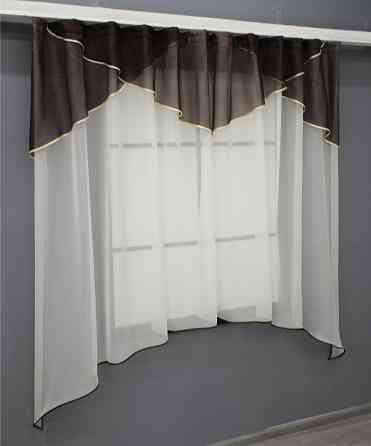 Кухонная тюль арка с ламбрекеном VR-Textil № 025к венге с молочным 270х170 см (52-1025) Киев