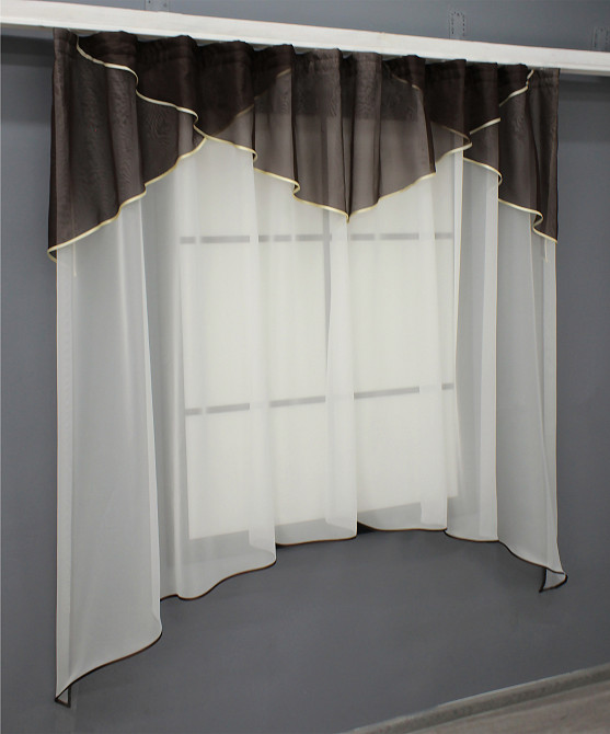 Кухонная тюль арка с ламбрекеном VR-Textil № 025к венге с молочным 270х170 см (52-1025) Киев - изображение 2