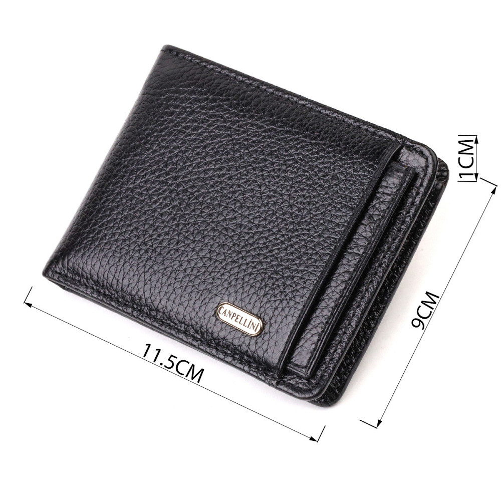 Оригинальный компактный кошелек с вкладышем для удостоверения для мужчин из натуральной кожи флотар CANPELLINI 21875 Черный Киев - изображение 3
