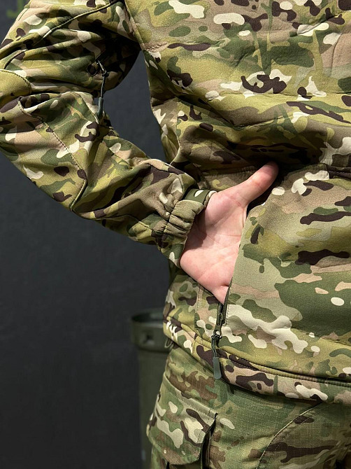 Тактическая мужская демисезонная куртка Soft Shell мультика, военная куртка на флисе с капюшоном Львов - изображение 7