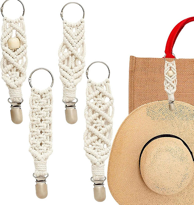 Держатель для шляпы Travel Hat Clip Модель 1 хлопковый плетеный ручной работы бохо легкий для сумки рюкзака Киев - изображение 3