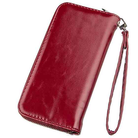 Гаманець жіночий на одну блискавку з екокожі гладкий KIVI 19035 Бордовий Київ