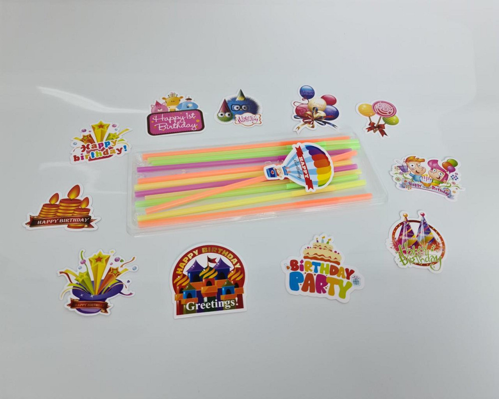 Соломка-трубочка "День народження" d6-260мм люминесц (12)*500 (1 шт) Харків - фото 4