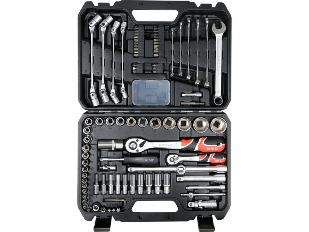 Набір головок торцевих YATO з квадр. 1/4", 1/2" з тріщаткою, устаткуван ключі комбінован, наб 93 ел. Одеса - фото 1