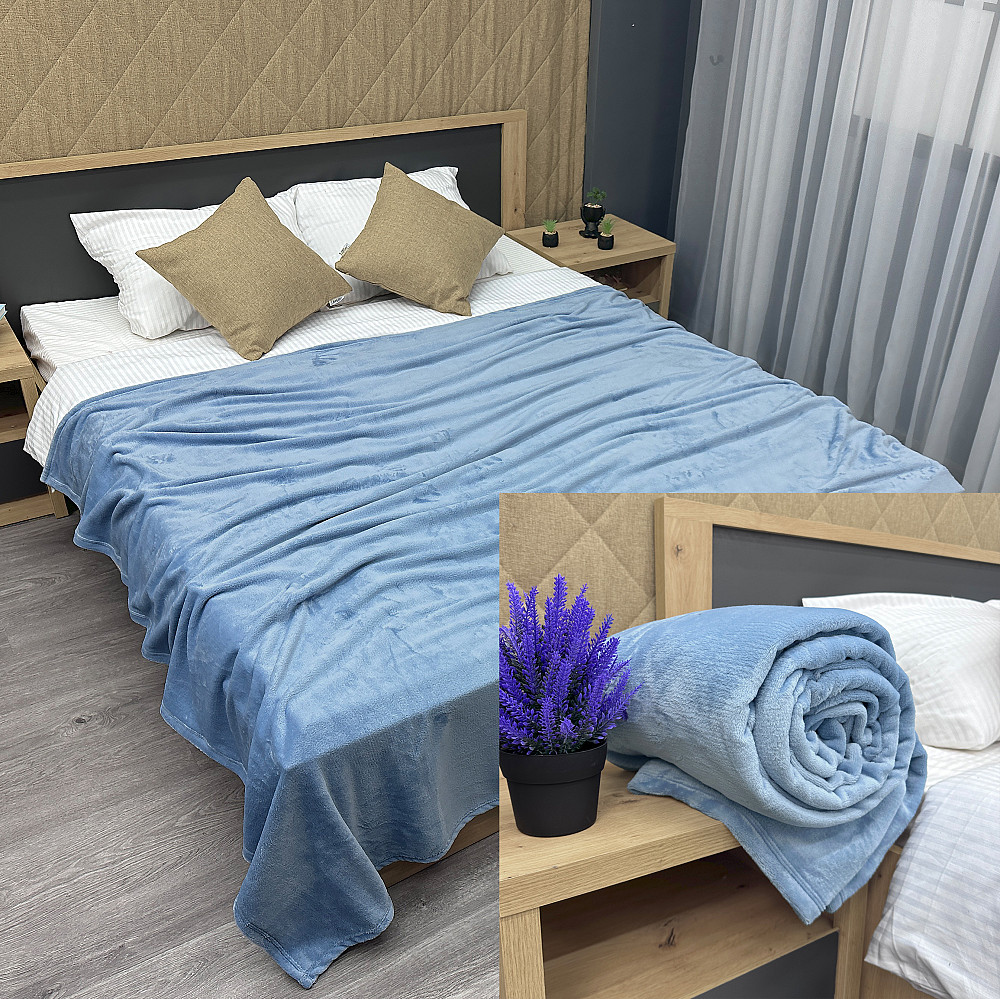 Плед-покривало Decorator WellSoft 180х210 см однотонний Блакитний (87-264) Київ - фото 1